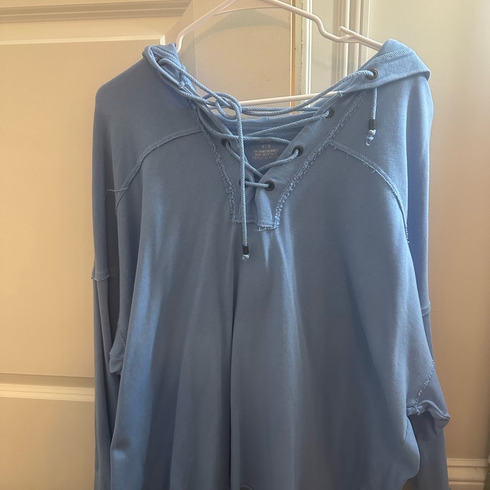 Aerie Light Blue Lace-Up Pullover